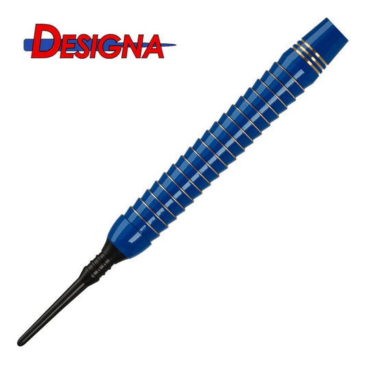 Designa Mako Soft Tip Darts - Barrel Weight 18.5gram Electro Brass Shark Grip