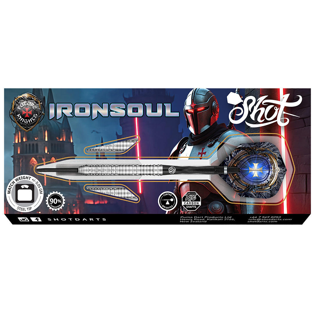 Shot Future Knights Ironsoul Steel Tip Darts - Packaging