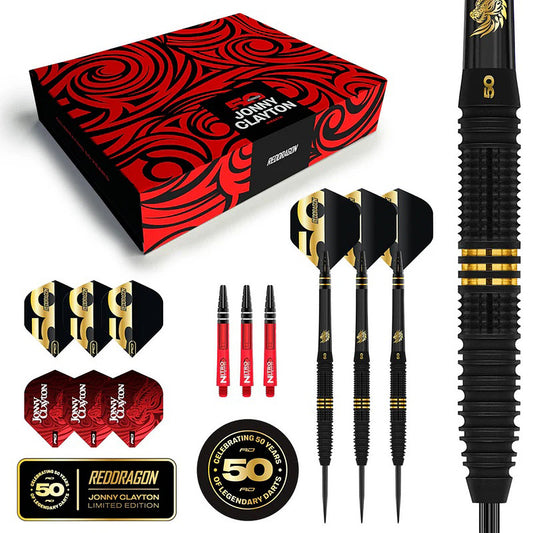 Red Dragon Jonny Clayton 50 Years Limited Edition 90% Tungsten Steel Tip Darts