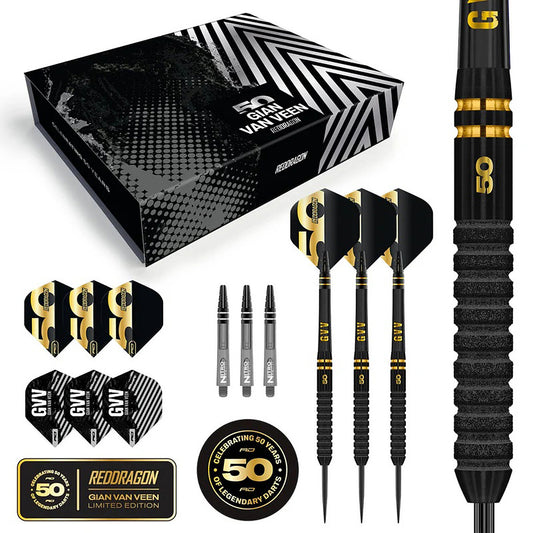 Red Dragon Gian van Veen 50 Years Limited Edition 90% Tungsten Steel Tip Darts