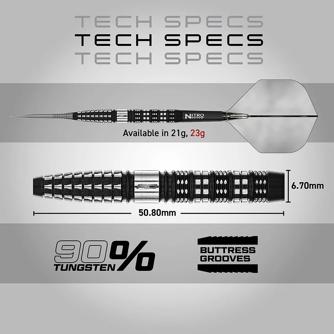 Red Dragon Recon Tapered 90% Tungsten Steel Tip Darts