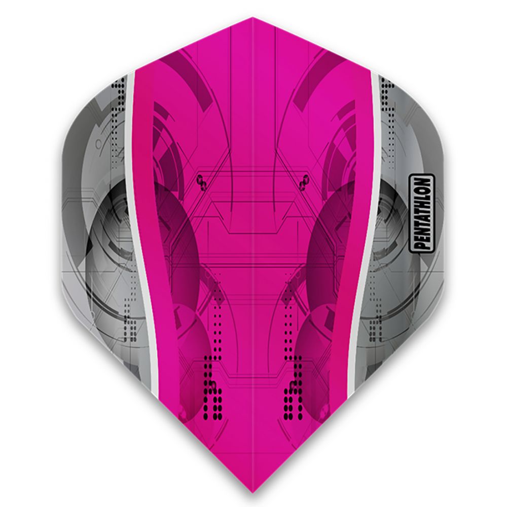 Pentathlon Silver Edge Dart Flights No2 Standard Size - Black and Pink