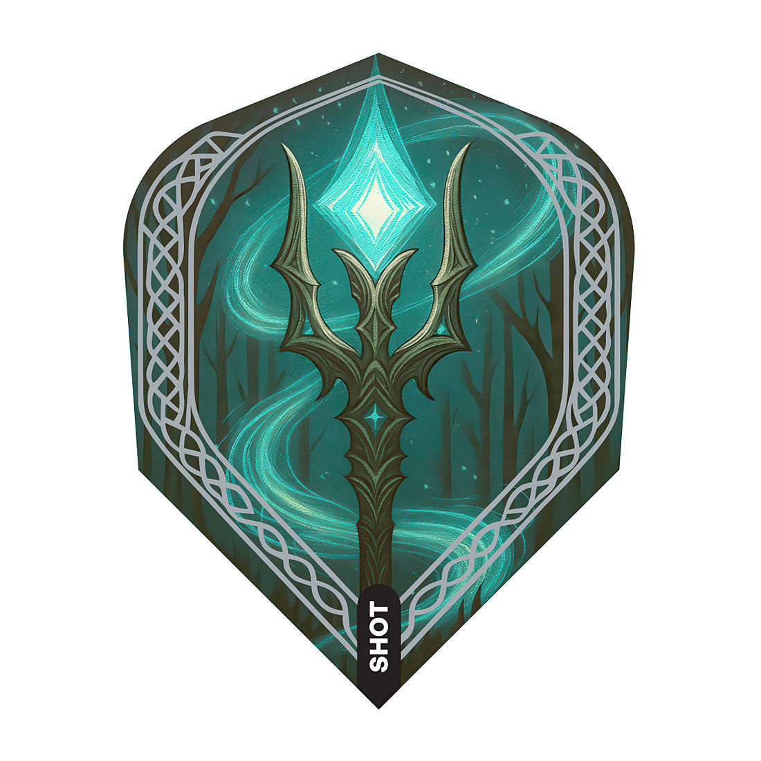 Shot Celt Ohnyalei No6 Shape Dart Flights – detailed Celtic artwork flights providing consistent dart stability