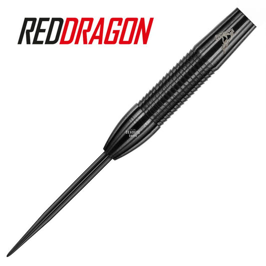 Red Dragon Peter Wright Snakebite 3 Black Steel Tip Darts showing sleek barrell