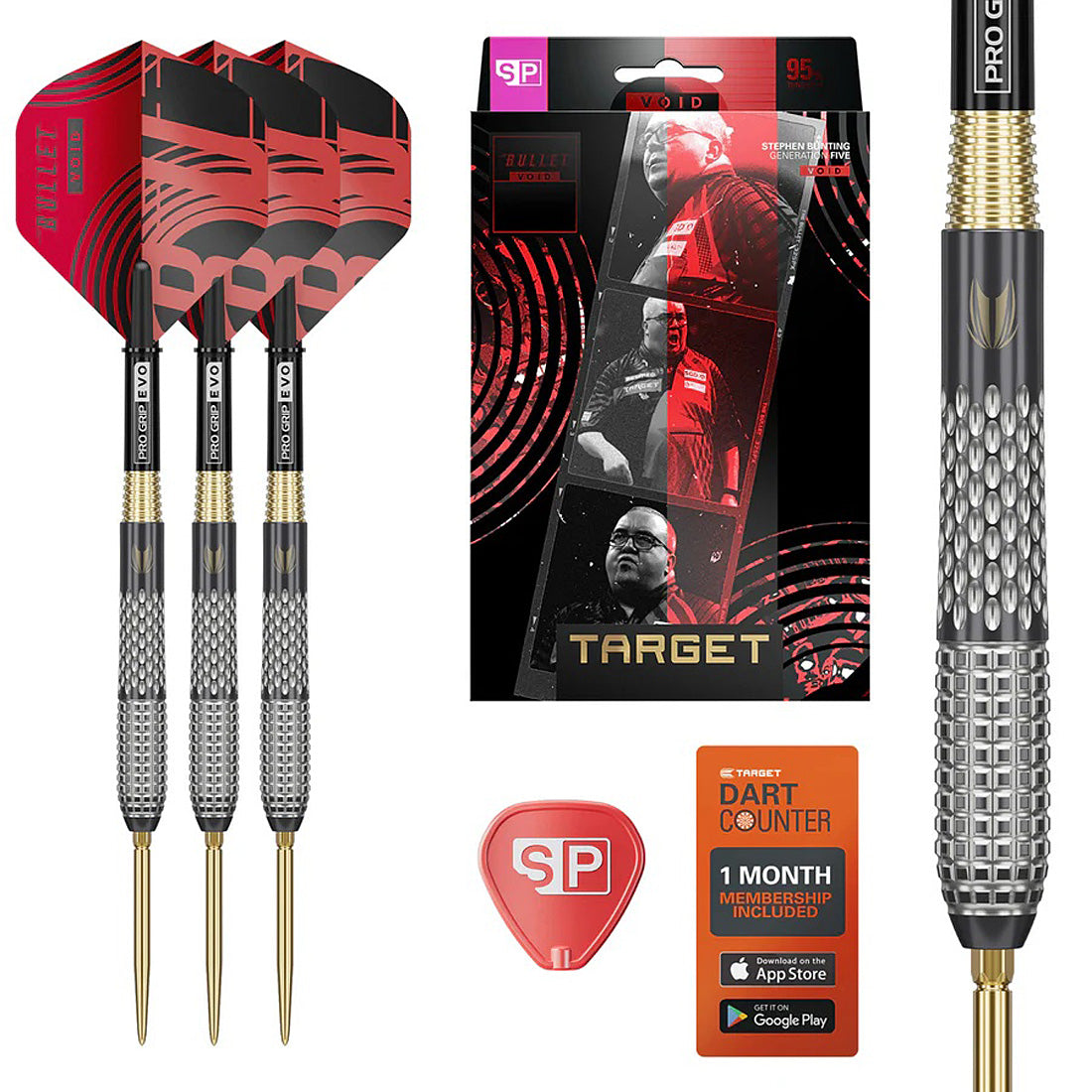 Target Stephen Bunting G5 Void 95% tungsten Swiss Point steel tip darts designed for precision and control | Deadeye Darts