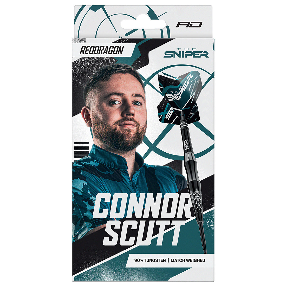 Redragon archery product packaging with a man's face and product on a white background