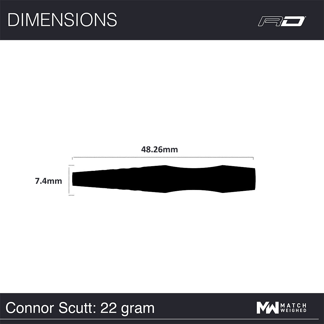 Measurement chart for a product with dimensions labeled on a white background.