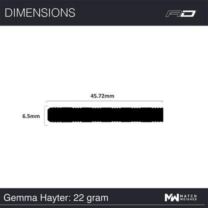 Measurement chart with dimensions of a product, featuring the brand 'Match Weighed'.