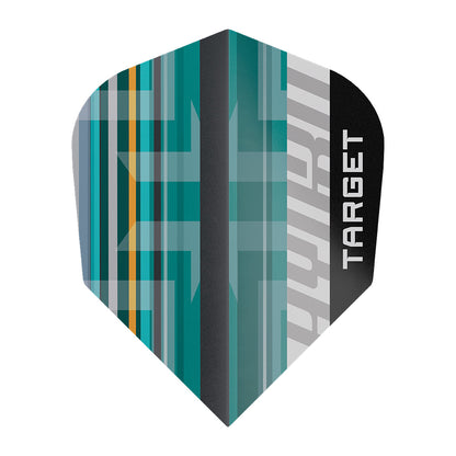 Dart flight with geometric pattern and 'Target' branding on a white background