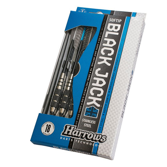 Harrows Black Jack Soft Tip Darts – soft tip darts with black-coated barrels and balanced feel | Deadeye Darts