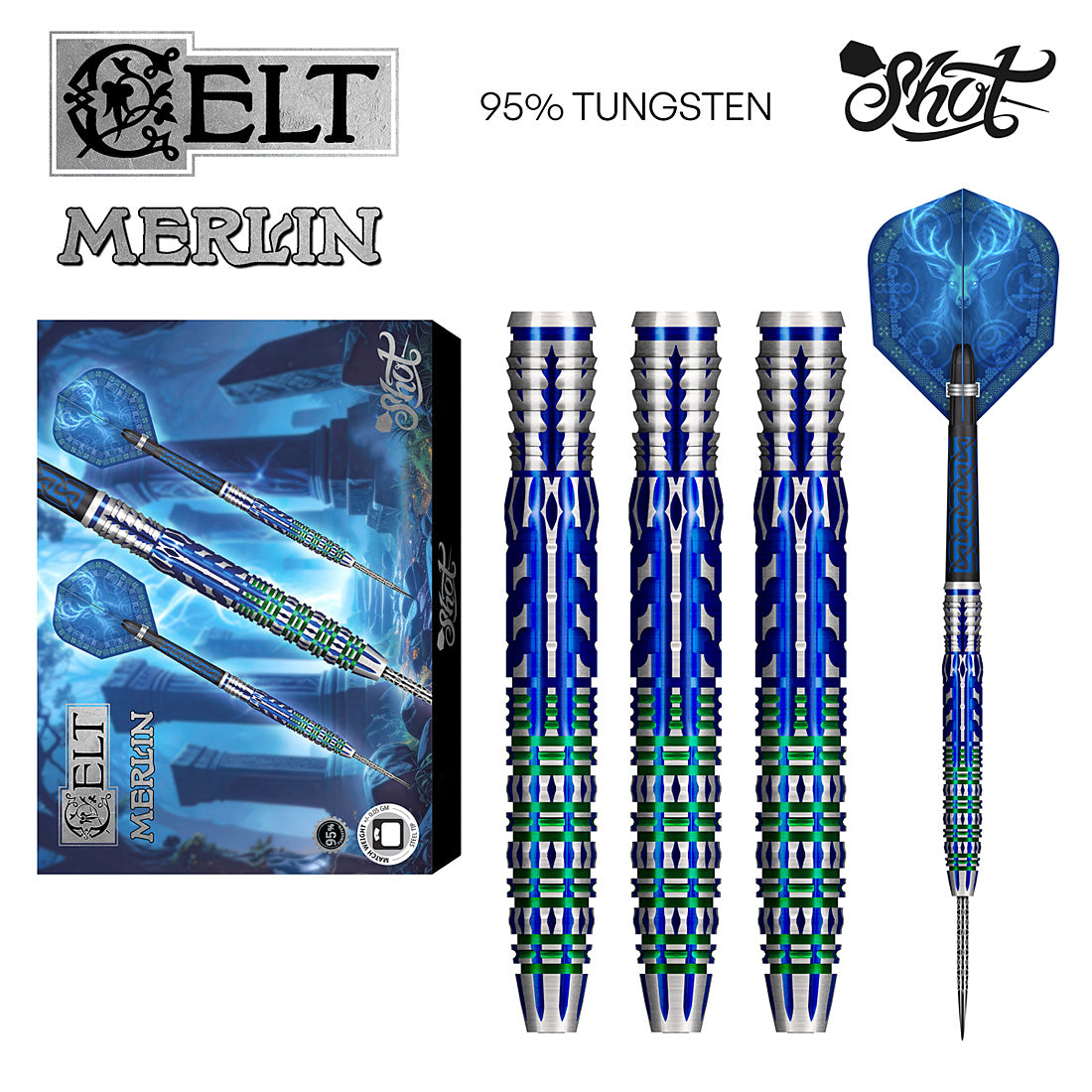 Shot-Celt Merlin Steel Tip Darts-complete