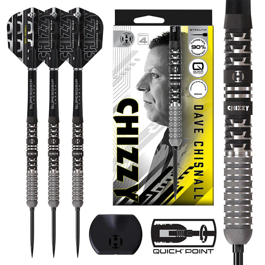 Harrows Dave Chisnall Chizzy 90% Series 4 Quick Point Darts – professional dual-grip tungsten darts for maximum precision