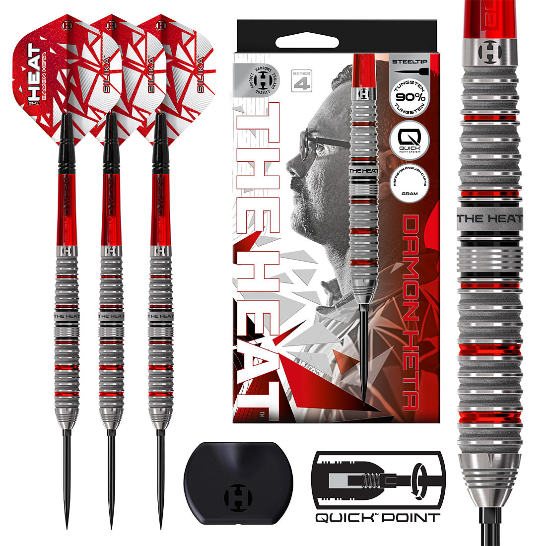 Harrows Damon Heta Series 4 Quick Point Darts – professional tungsten darts with precision grip for elite accuracy