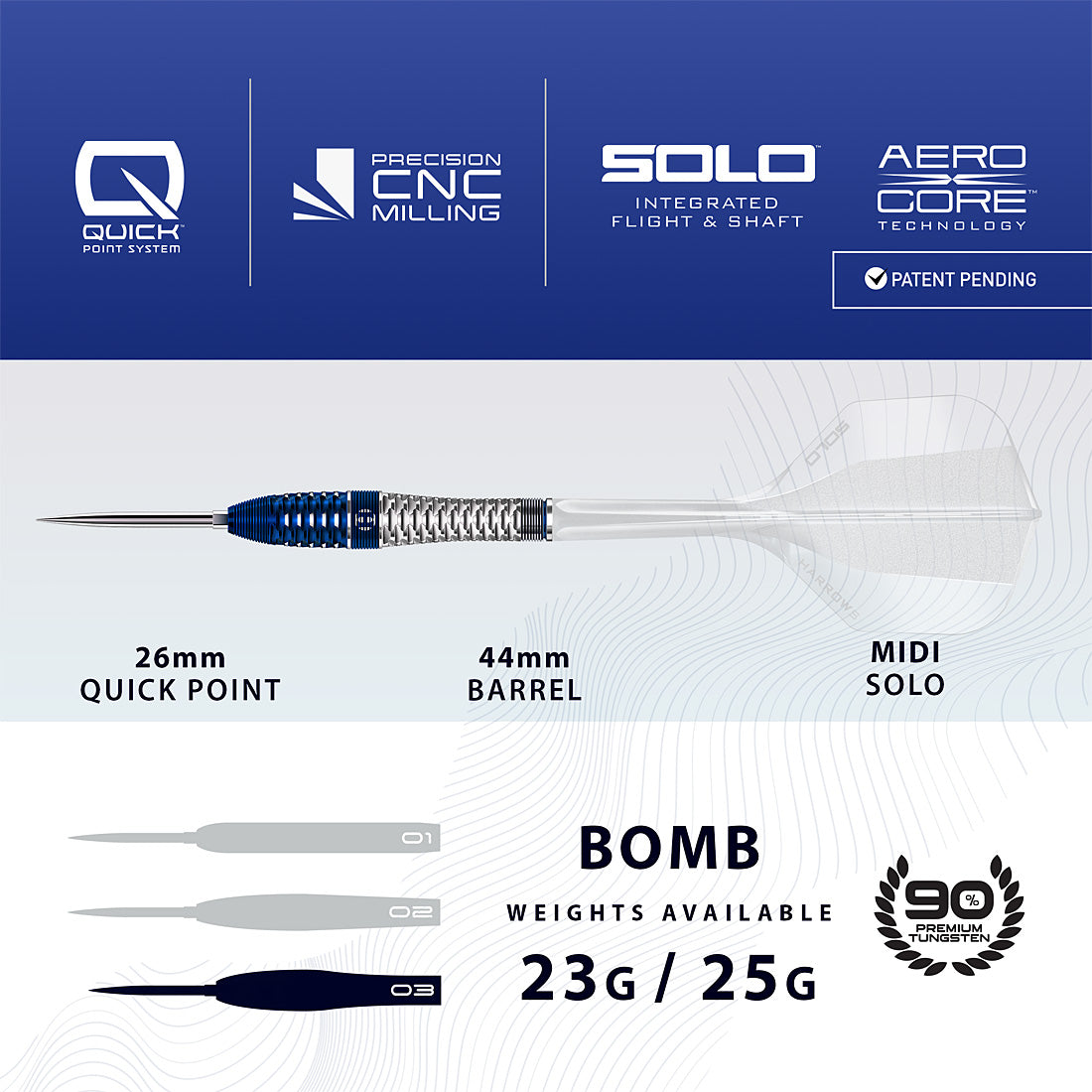 Harrows Geo 03 Bomb 90% Quick Point Darts