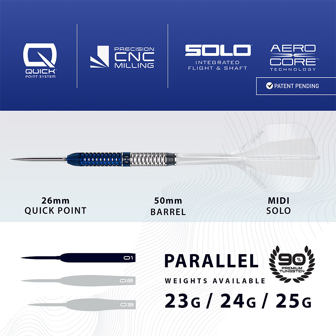 Harrows Geo 01 Parallel 90% Quick Point Darts