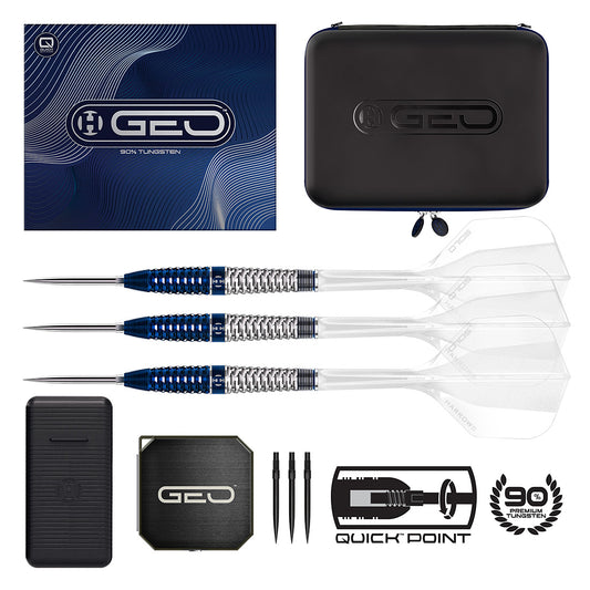 Harrows Geo 02 Torpedo 90% Quick Point Darts – front-weighted tungsten darts offering powerful, controlled throws