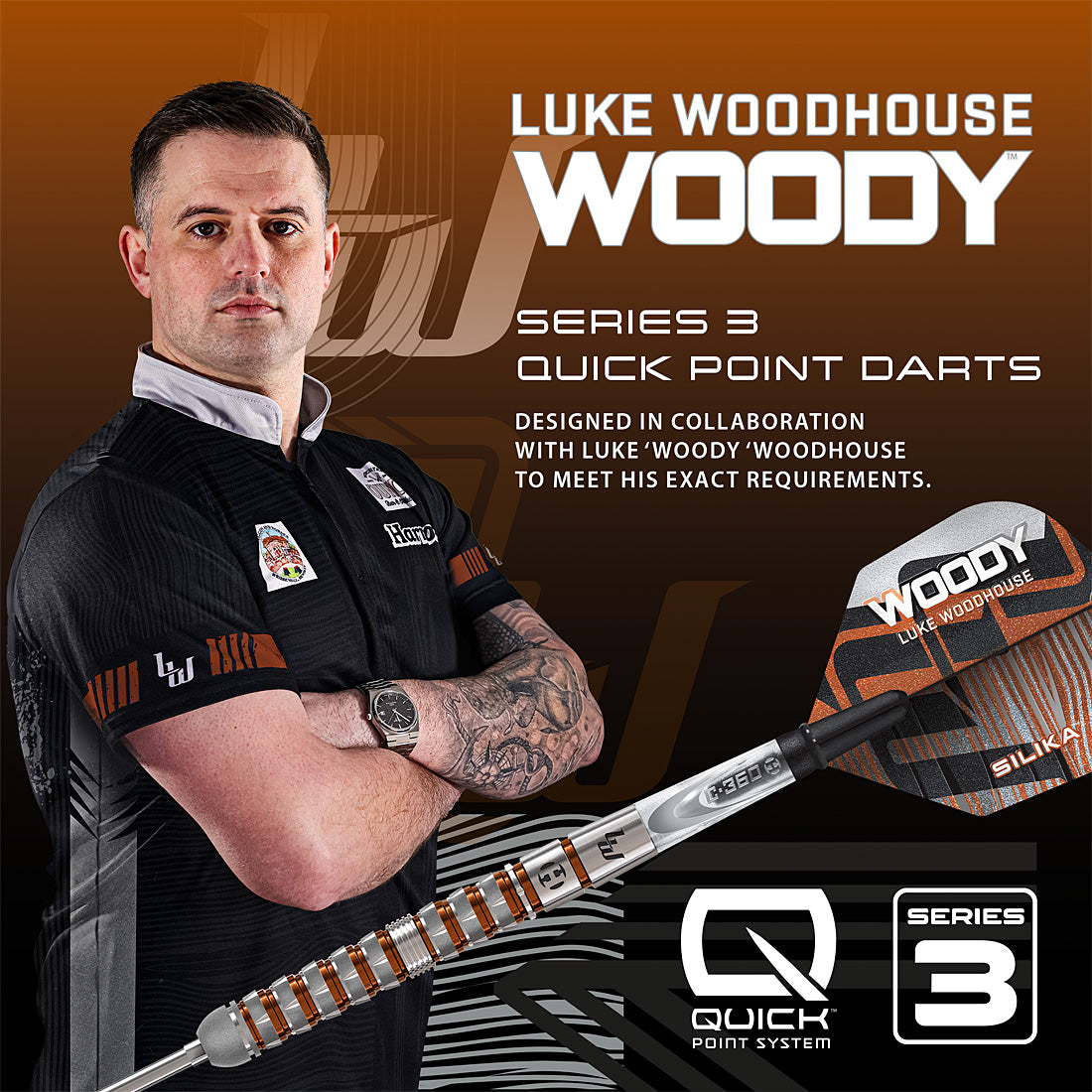 Harrows Luke Woodhouse 90% Series 3 Quick Point Darts