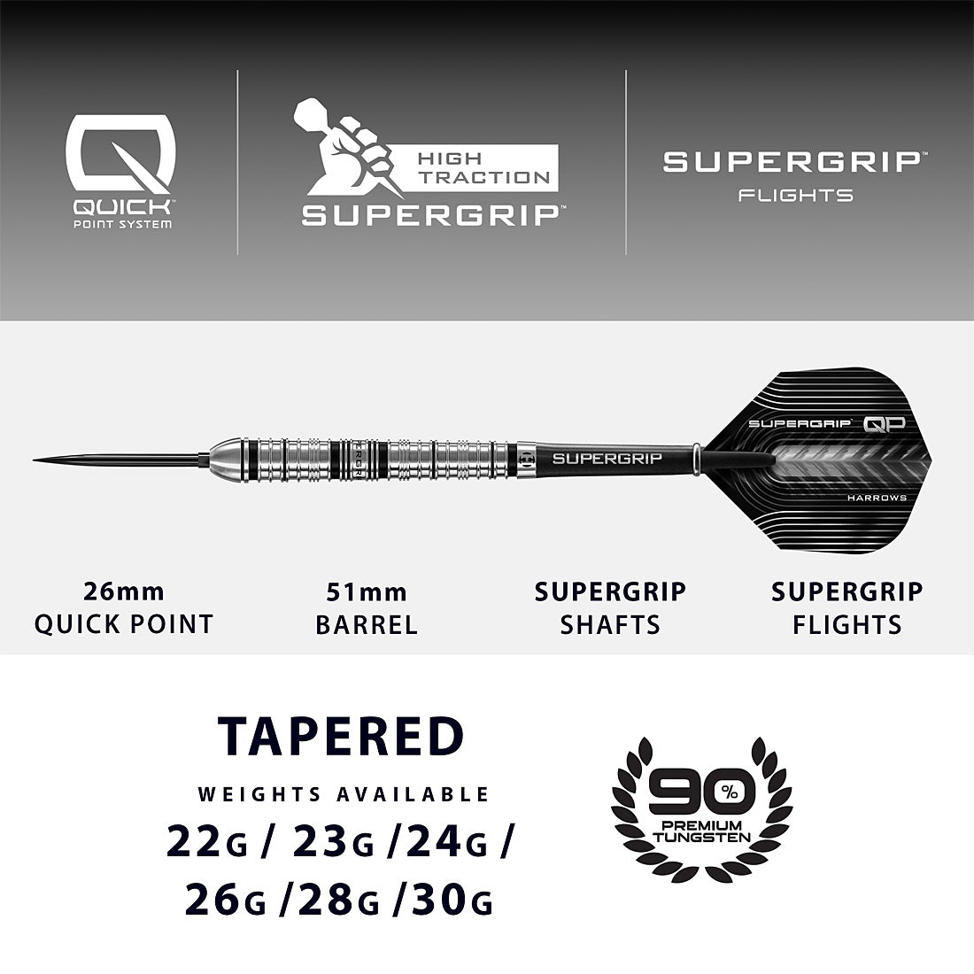 Harrows Supergrip QP 90% Quick Point Darts