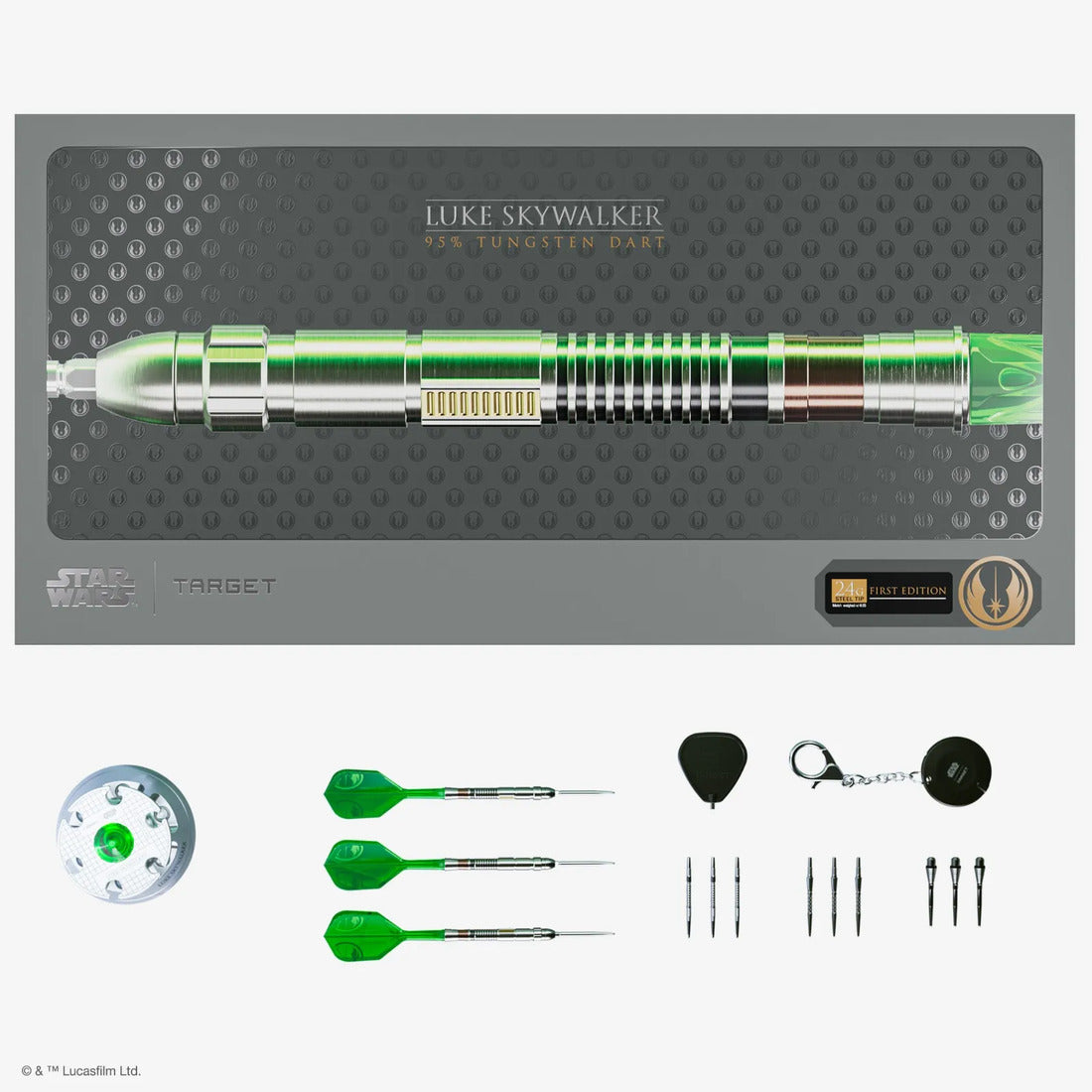 Target Star Wars Luke Skywalker Lightsaber 95% Swiss Point Darts – 95% tungsten darts inspired by Luke Skywalker’s lightsaber design