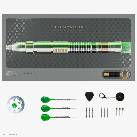 Target Star Wars Luke Skywalker Lightsaber 95% Swiss Point Darts – 95% tungsten darts inspired by Luke Skywalker’s lightsaber design