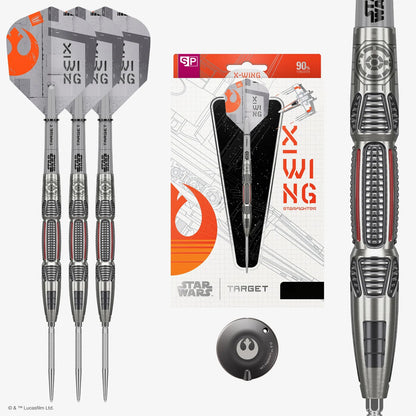 Target Star Wars X-Wing Swiss Point Darts – 90% tungsten darts with precision Swiss Point system inspired by X-Wing fighters