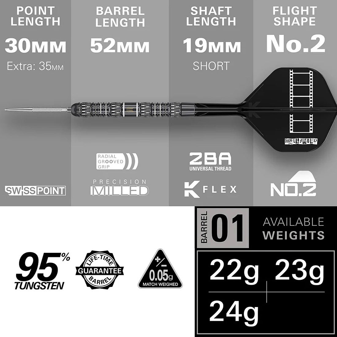 Target Chris Dobey 95% Tungsten SP Steel Tip Darts