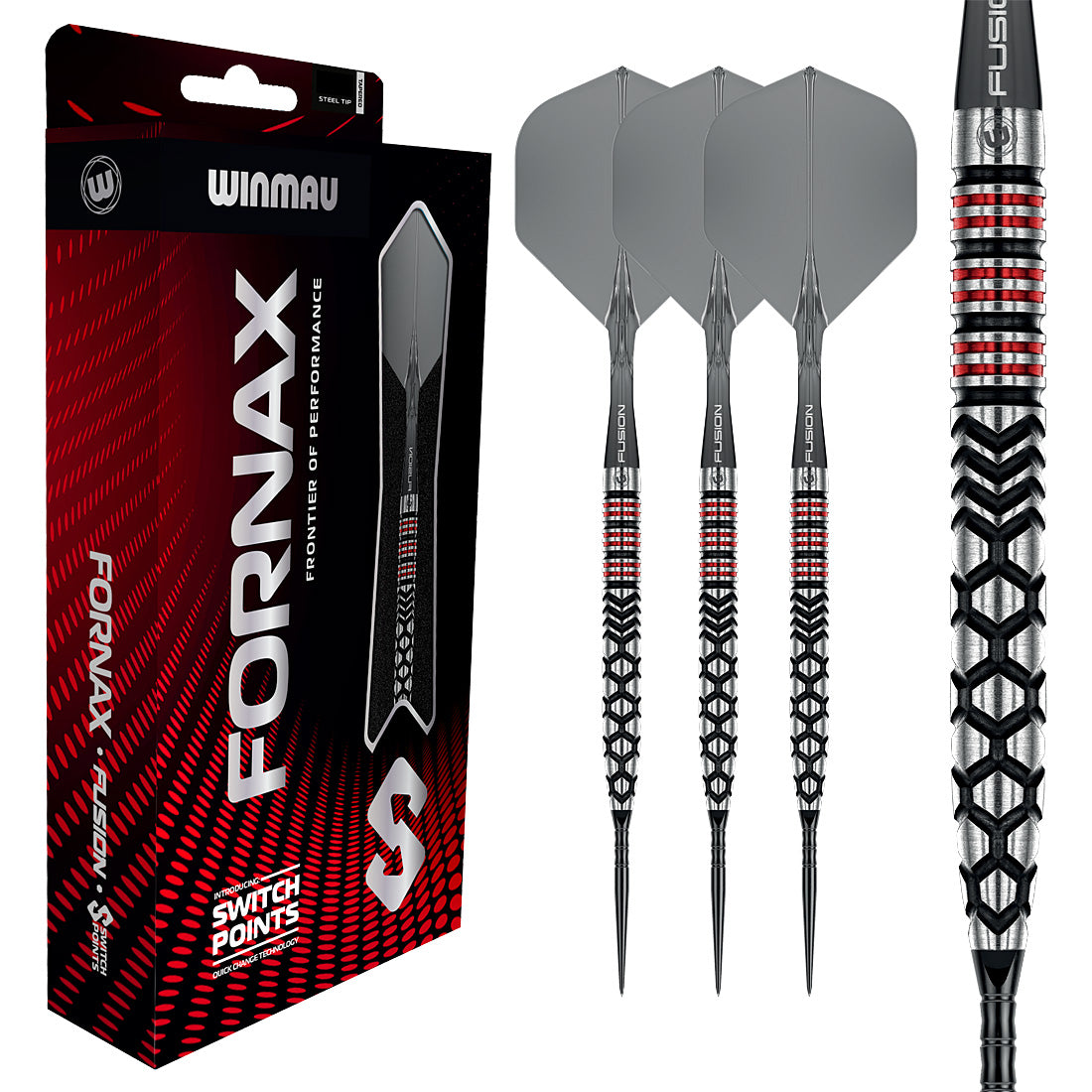 Winmau Fornax tapered 90% tungsten Switch Point steel tip darts with refined barrel design | Deadeye Darts