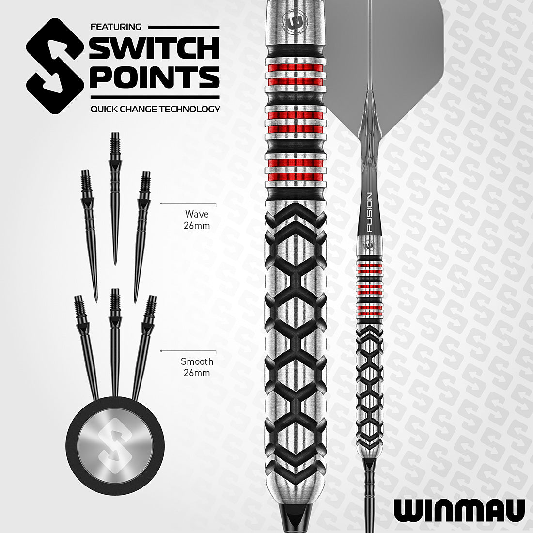 Winmau Fornax Parallel 90% Switch Point Steel Tip Darts