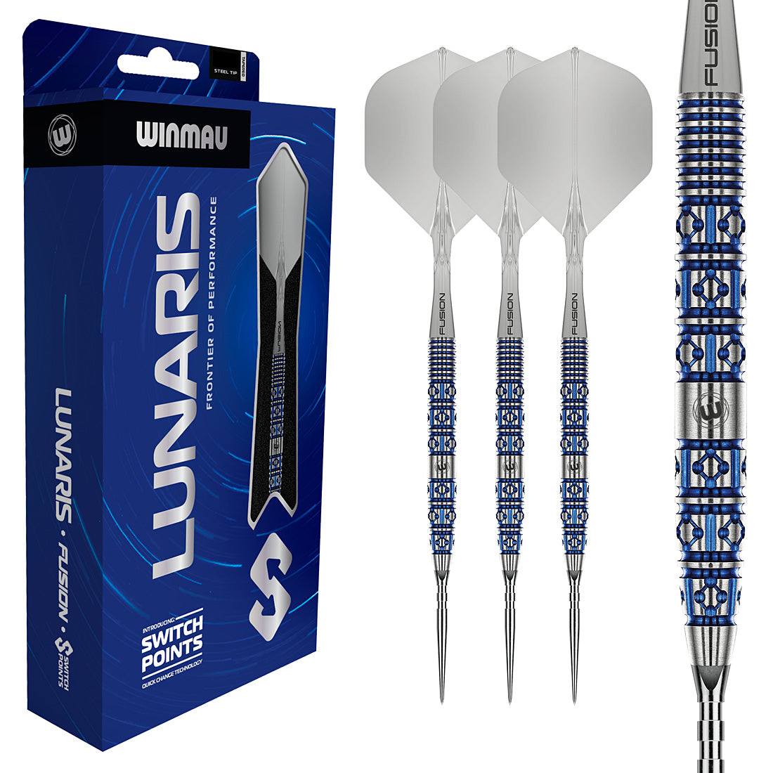 Winmau Lunaris tapered 90% tungsten Switch Point steel tip darts for smooth release