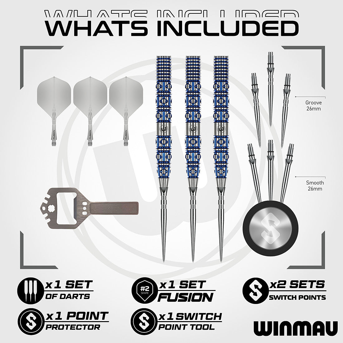 Winmau Lunaris Tapered 90% Switch Point Steel Tip Darts