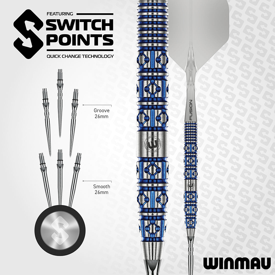 Winmau Lunaris Tapered 90% Switch Point Steel Tip Darts