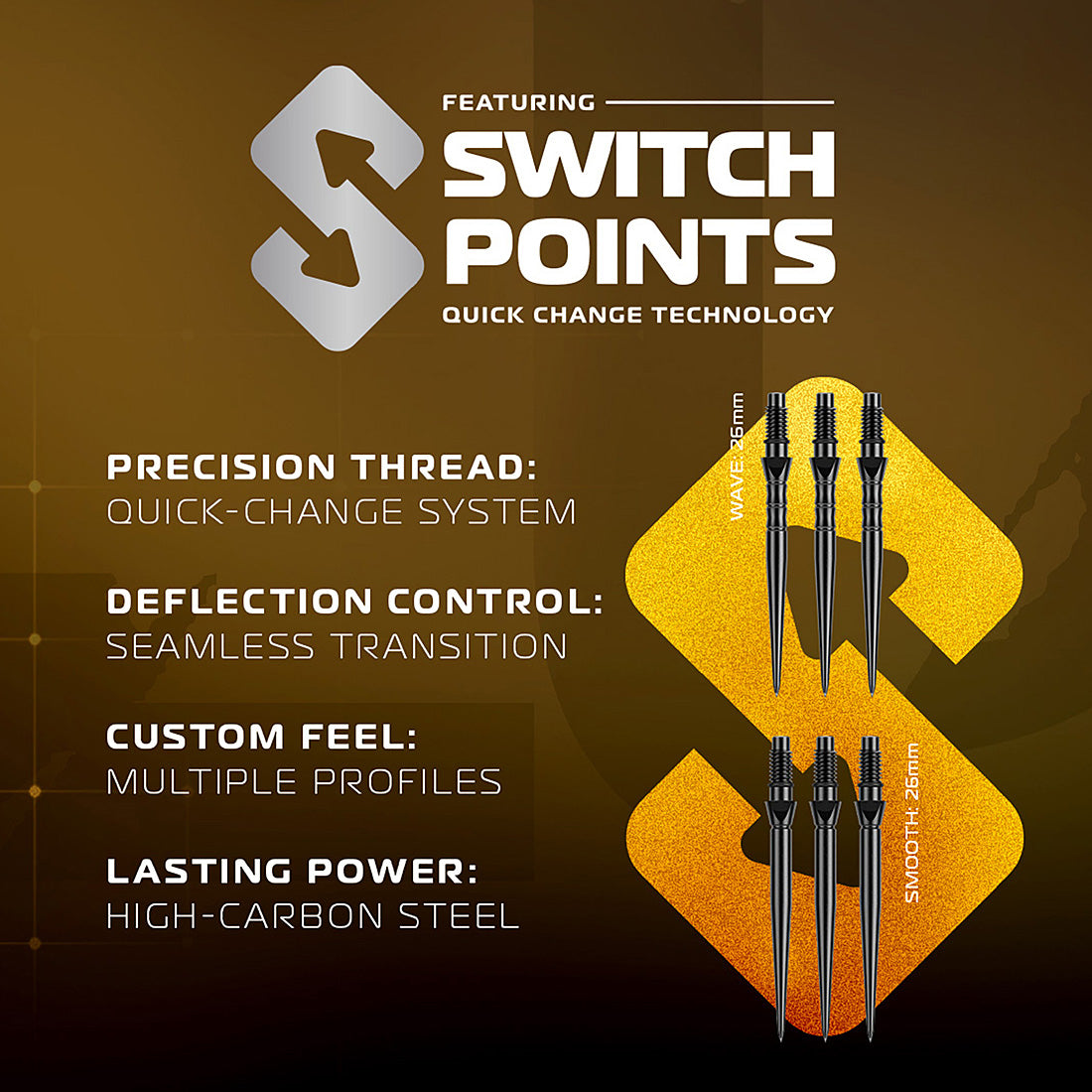 Winmau Exion 90% Switch Point Steel Tip Darts