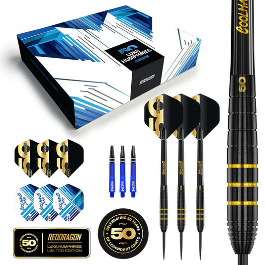 Red Dragon Luke Humphries 50 years limited edition 90 percent tungsten steel tip darts | Deadeye Darts