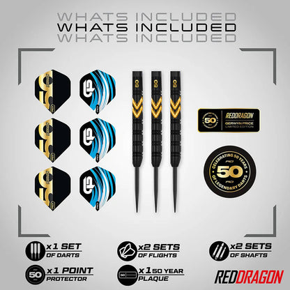 Red Dragon Gerwyn Price 50 Years Limited Edition 90% Tungsten Steel Tip Darts
