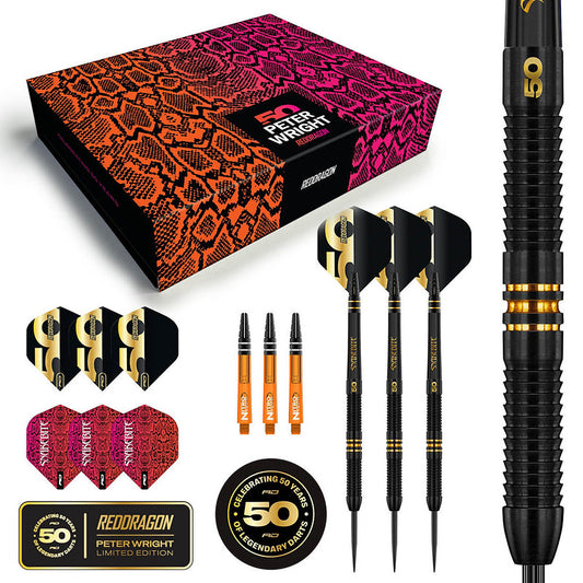 Red Dragon Peter Wright 50 Years Limited Edition 90% Tungsten Steel Tip Darts