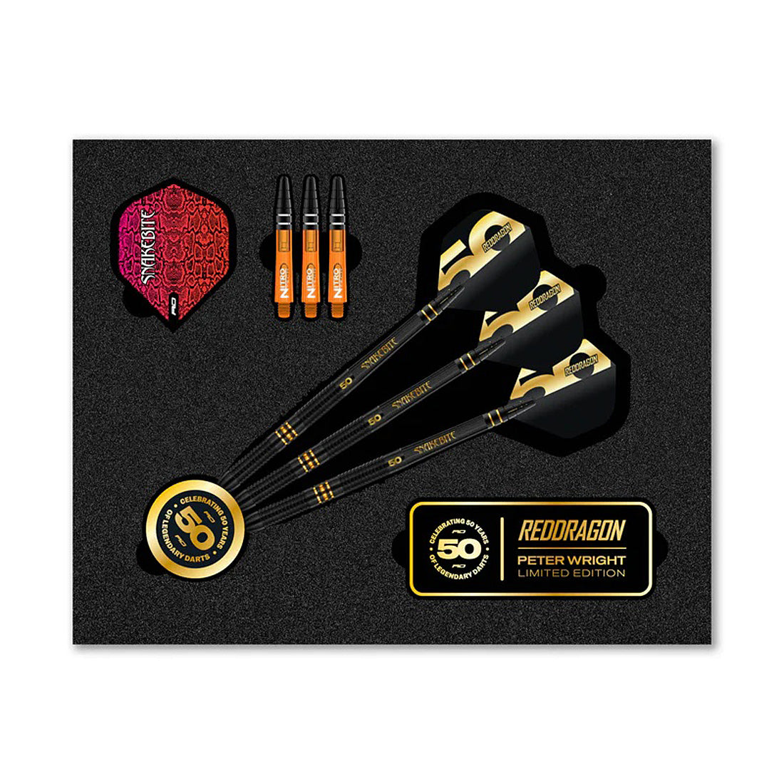 Red Dragon Peter Wright 50 Years Limited Edition 90% Tungsten Steel Tip Darts