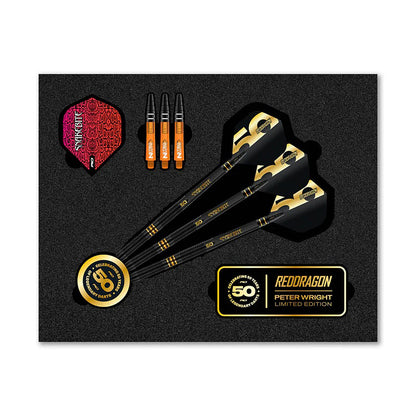 Red Dragon Peter Wright 50 Years Limited Edition 90% Tungsten Steel Tip Darts