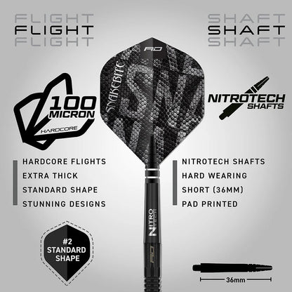 Red Dragon Peter Wright Black Mamba 90% Tungsten Steel Tip Darts