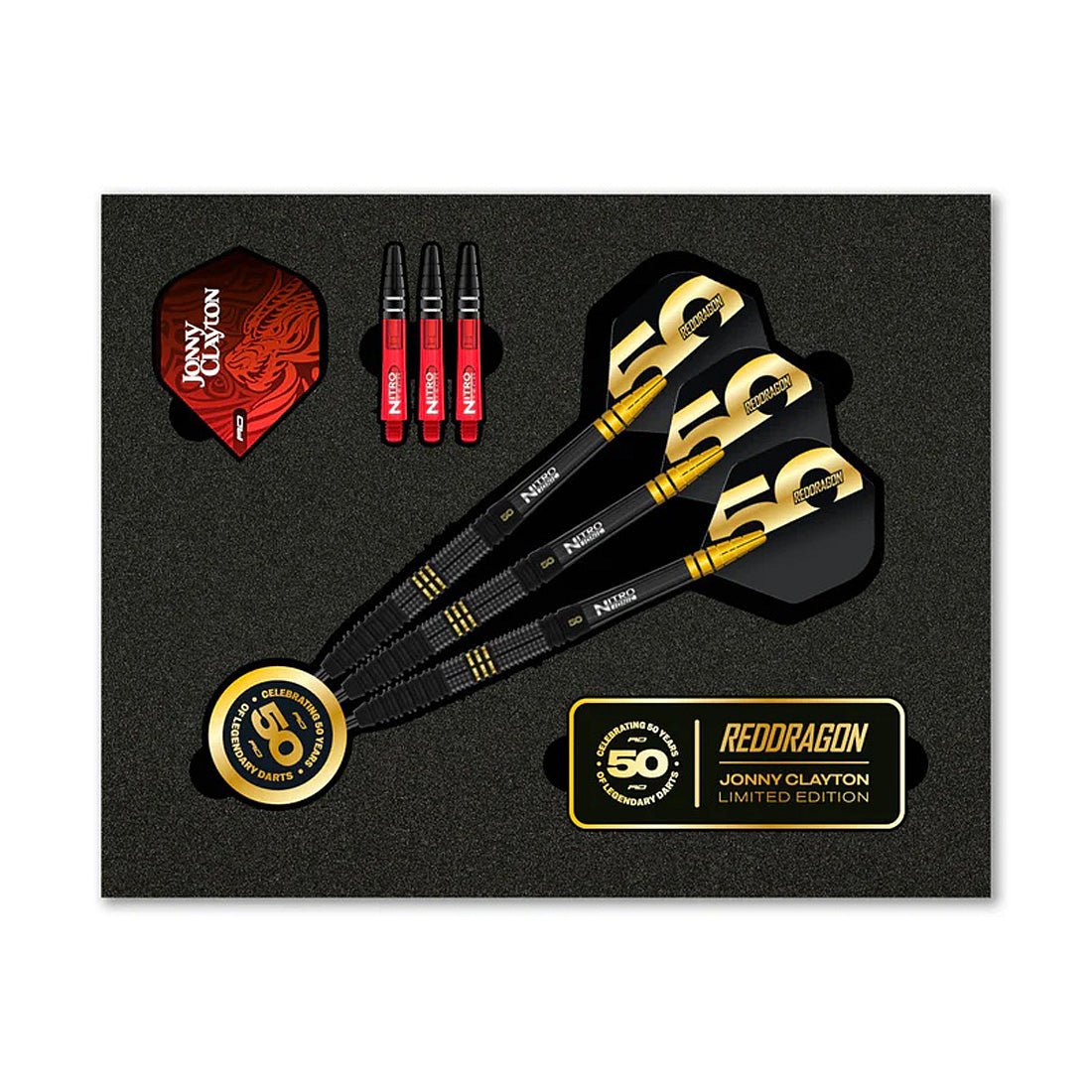 Red Dragon Jonny Clayton 50 Years Limited Edition 90% Tungsten Steel Tip Darts