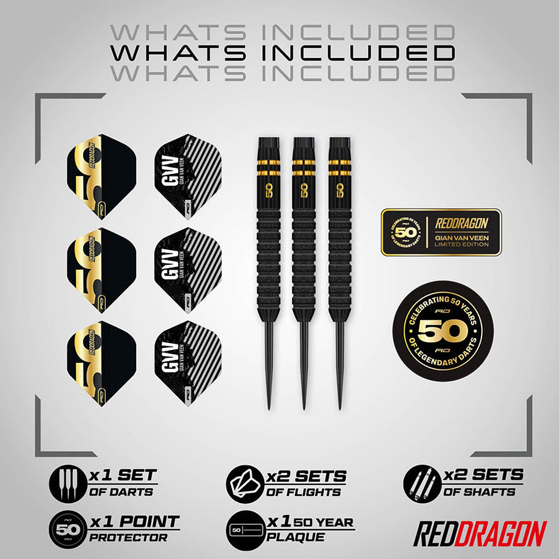 Red Dragon Gian van Veen 50 Years Limited Edition 90% Tungsten Steel Tip Darts