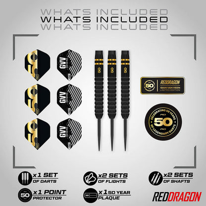 Red Dragon Gian van Veen 50 Years Limited Edition 90% Tungsten Steel Tip Darts