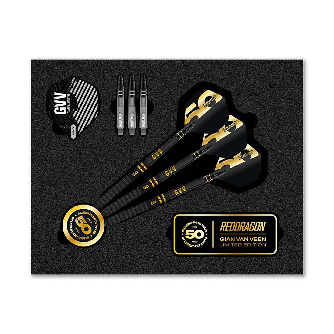 Red Dragon Gian van Veen 50 Years Limited Edition 90% Tungsten Steel Tip Darts
