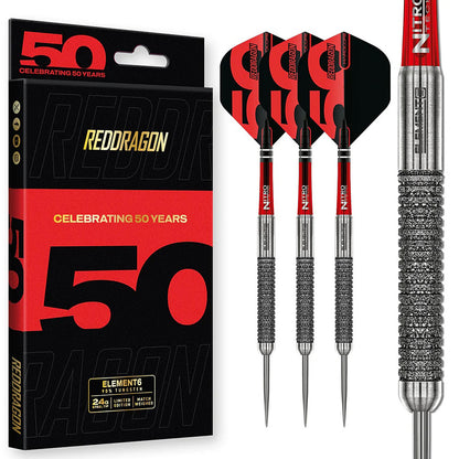 Red Dragon Element 6B 90 percent tungsten steel tip darts designed for precision and control | Deadeye Darts
