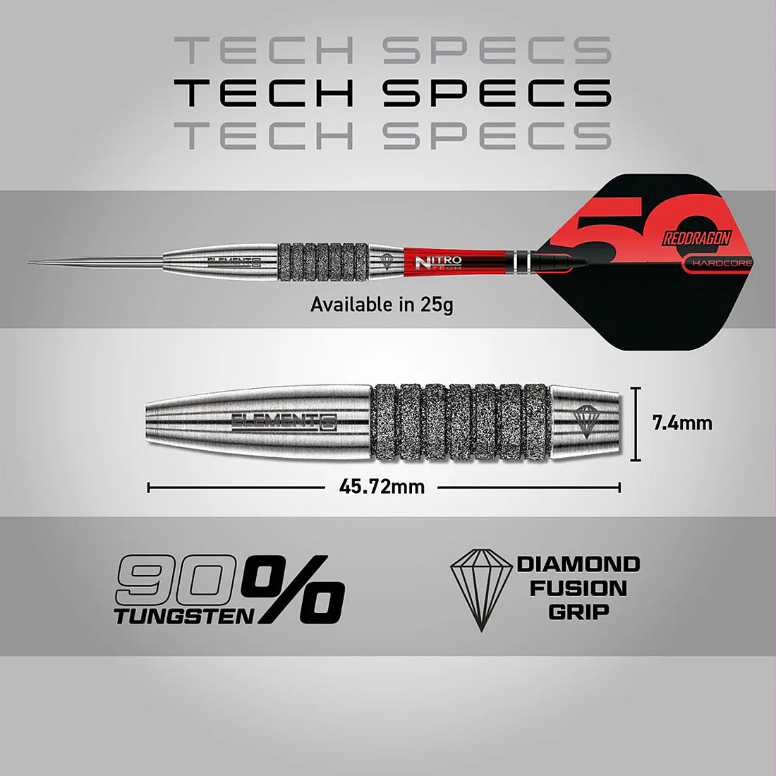 Red Dragon Element 6C 90% Tungsten Steel Tip Darts