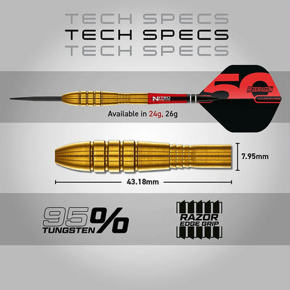 Red Dragon Golden Virgin 5 95% Tungsten Steel Tip Darts