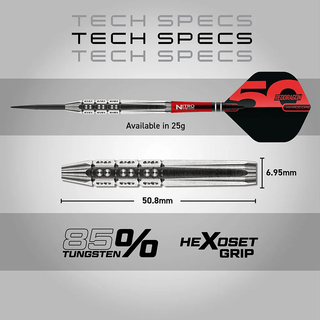 Red Dragon Hexoset 3 85% Tungsten Steel Tip Darts