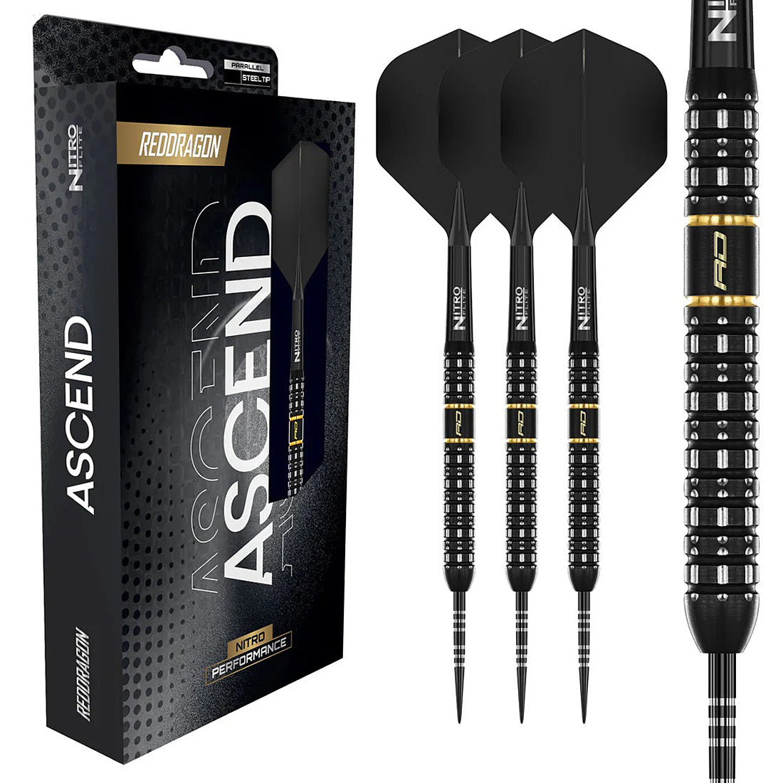 Red Dragon Ascend Parallel 90 percent tungsten steel tip darts designed for precision and consistent control | Deadeye Darts