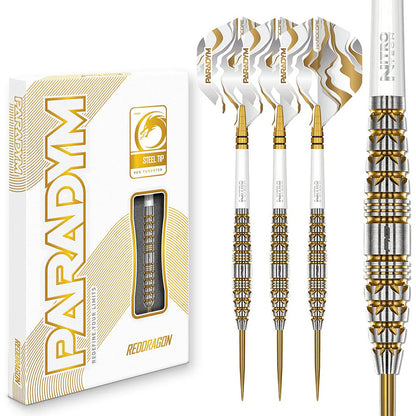 Red Dragon Paradym Gold Torpedo 90 percent tungsten steel tip darts with gold finish and compact barrel design | Deadeye Darts