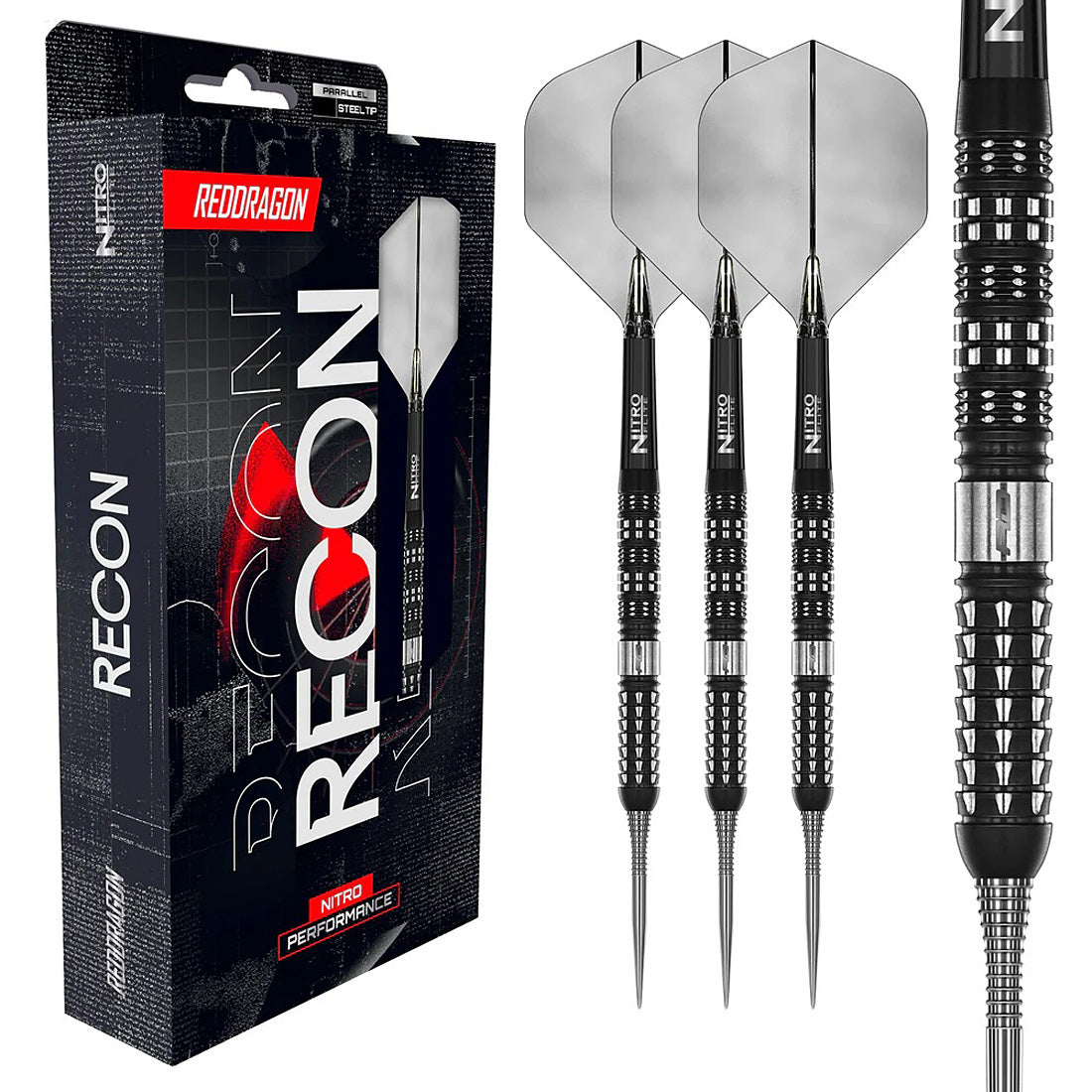 Red Dragon Recon Parallel 90 percent tungsten steel tip darts designed for precision and consistent control | Deadeye Darts