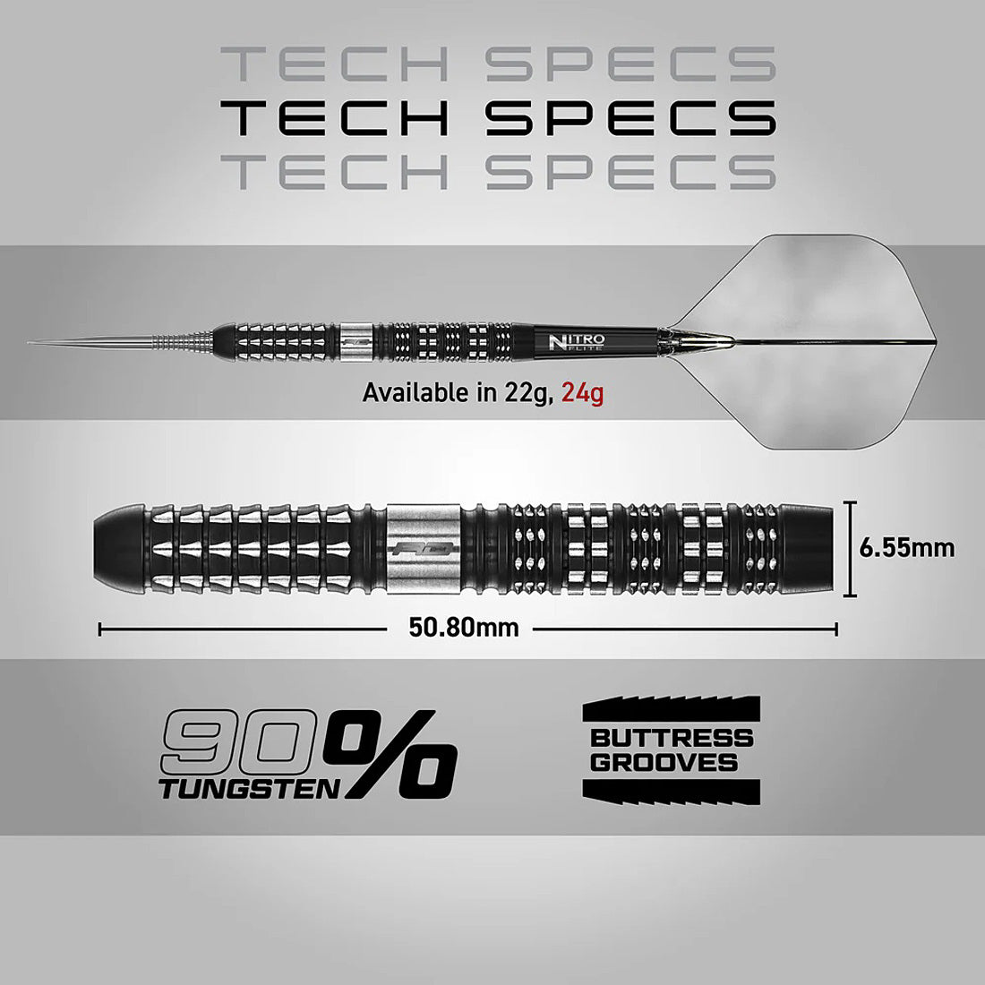 Red Dragon Recon Parallel 90% Tungsten Steel Tip Darts